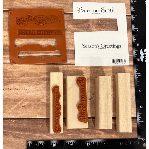 116921 Stampin Up! Four The Holidays Wood Rubber Stamp Set of 4 peace on earth - Picture 2 of 4